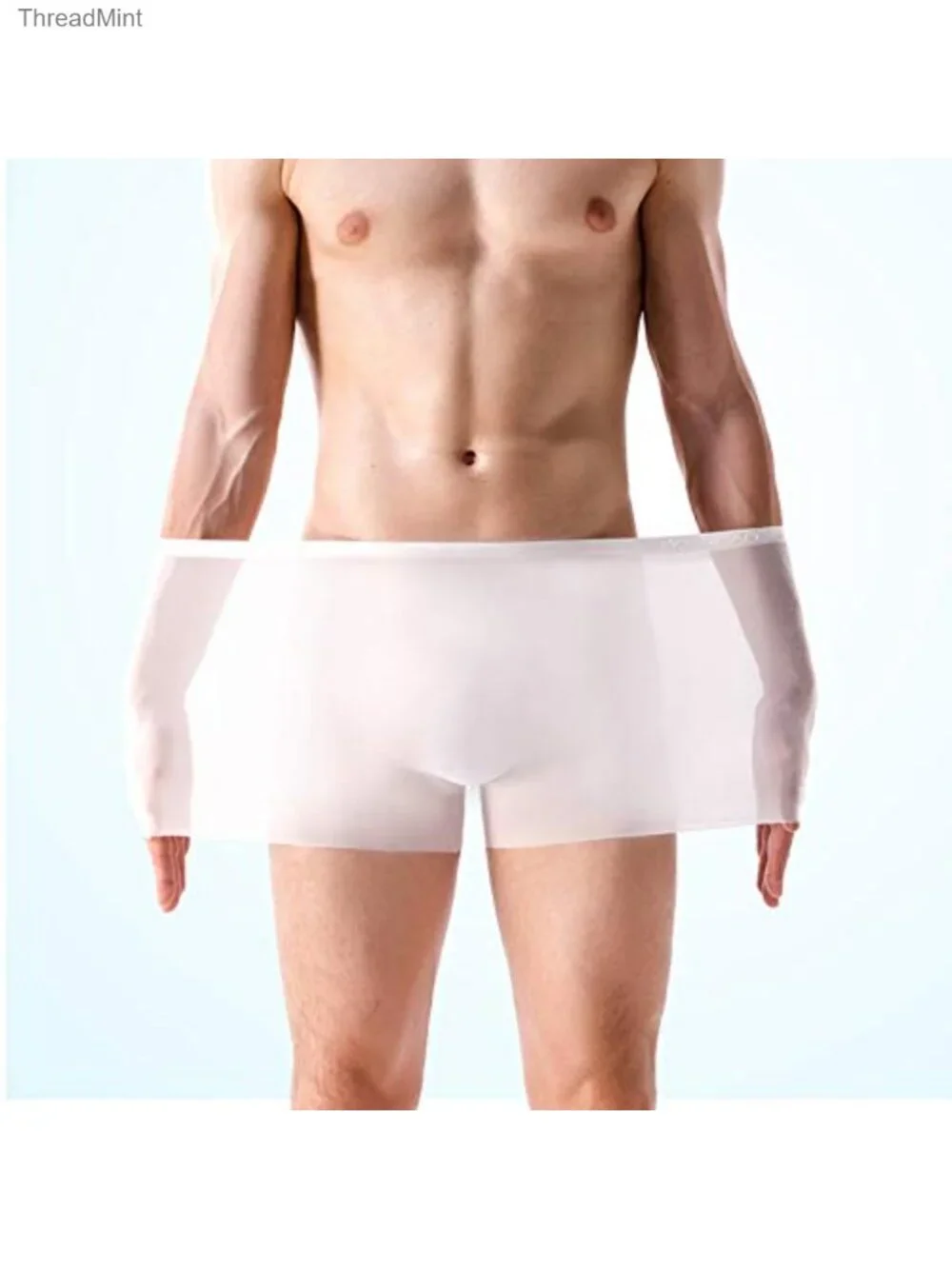 Men's Ice Silk See-Through Traceless Low Rise Boxer Briefs Breathable UltraThin